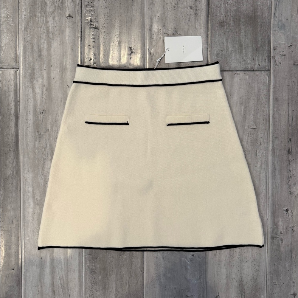 OAK + FORT Cream A-Line Mini Skirt for Work